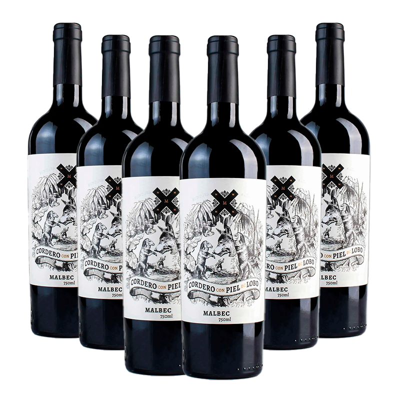 Kit 6 Garrafas Cordero com Piel de Lobo Malbec 750ml -