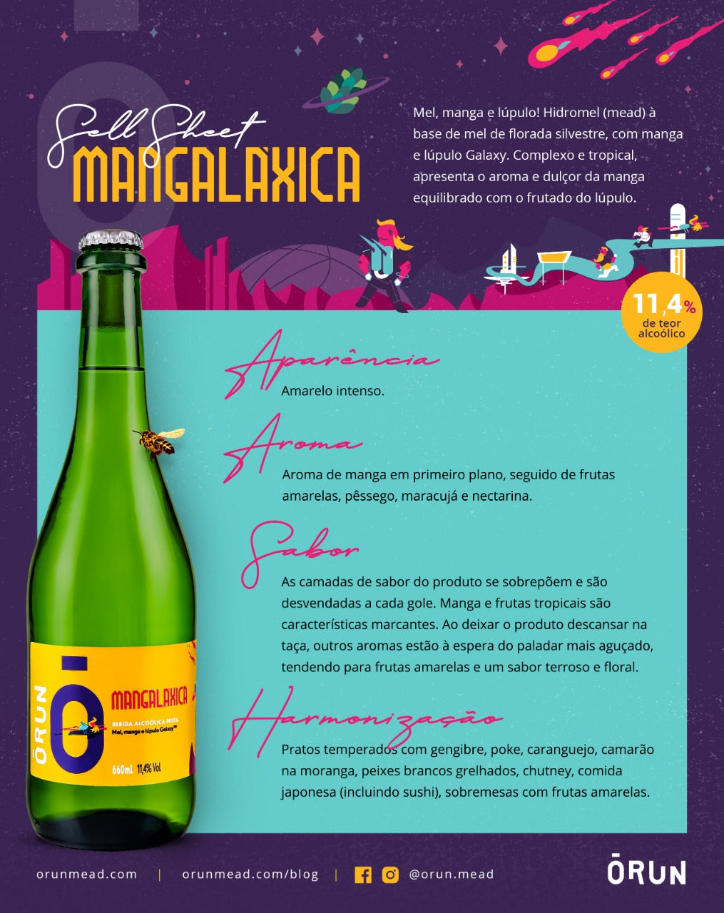 Hidromel Mangaláxica Orun (Mel, Manga e Lúpulo) 660ml